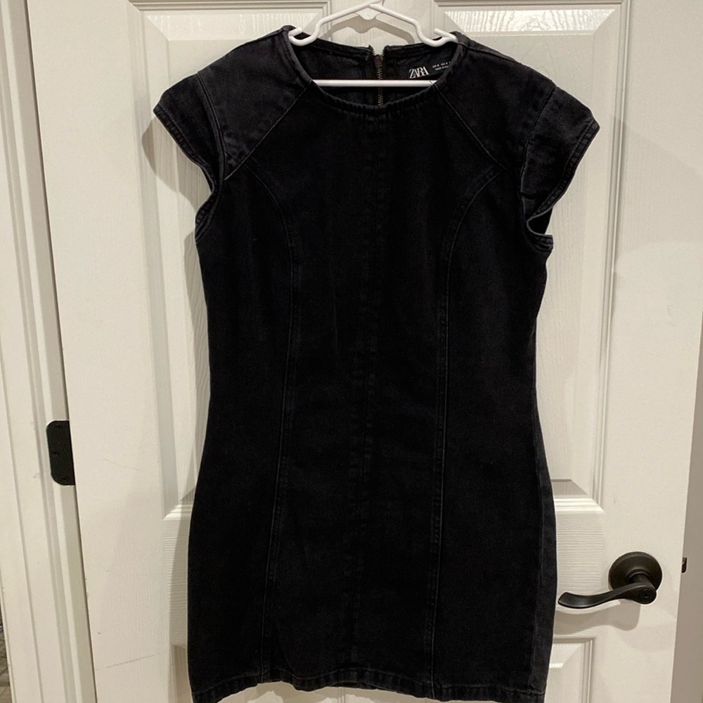 ZARA Tailored Denim Shift Mini Dress Size Small